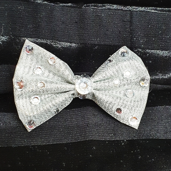 🐶 3 for $15 Pablo Diamonds Bling Bling Silver Bow Tie - Picture 8 of 15